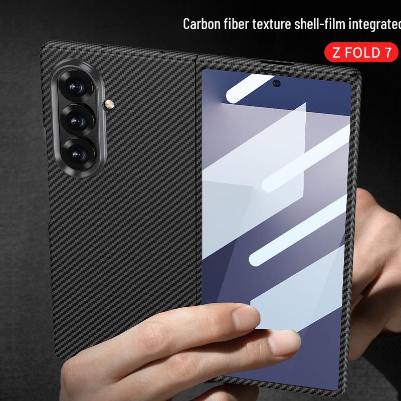 Сверхтонкий защитный чехол с текстурой углеродного волокна для Samsung Z FOLD7 - Однотонный, складной дизайн
