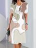 Summer Women's Round Neck Short Sleeve Printed Fashion Loose Midi Dress