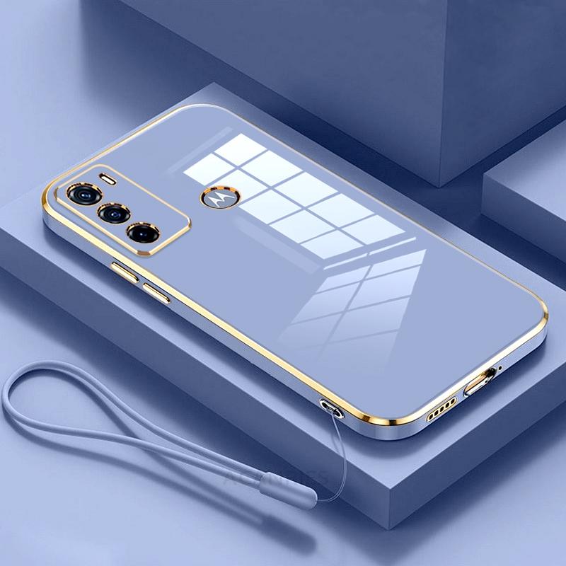 Motog60 Luxury Plating Lanyard Silicone Case For Motorola Moto G60 G50 G20 G30 G13 G23 G52 G53 G72 G73 G22 G54 G84 G9 Soft Cover