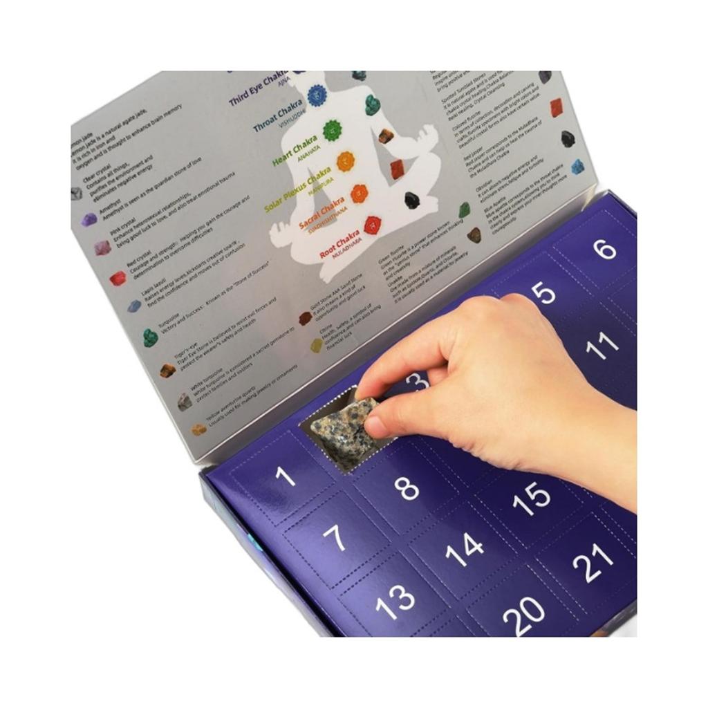 Адвент-календарь Виды Коллекция Кристаллический календарь с драгоценными камнями, набор чакральных кристаллов и камней для начинающих, рождественские подарки для детей 24 шт.
