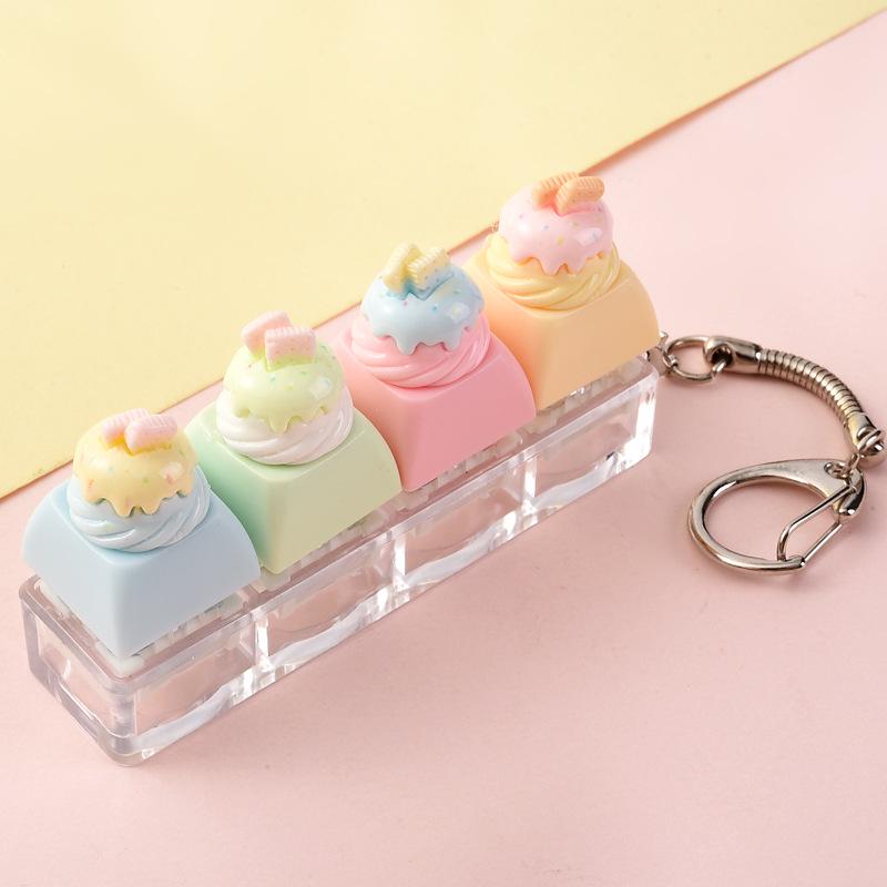 Cute Sticker DIY Button Squeeze Toy Keychain - Stress Relief Pendant