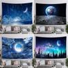 Moon Forest Tapestry Landscape Background Cloth Bedroom Hanging Cloth Night View Starry Sky Tapestry