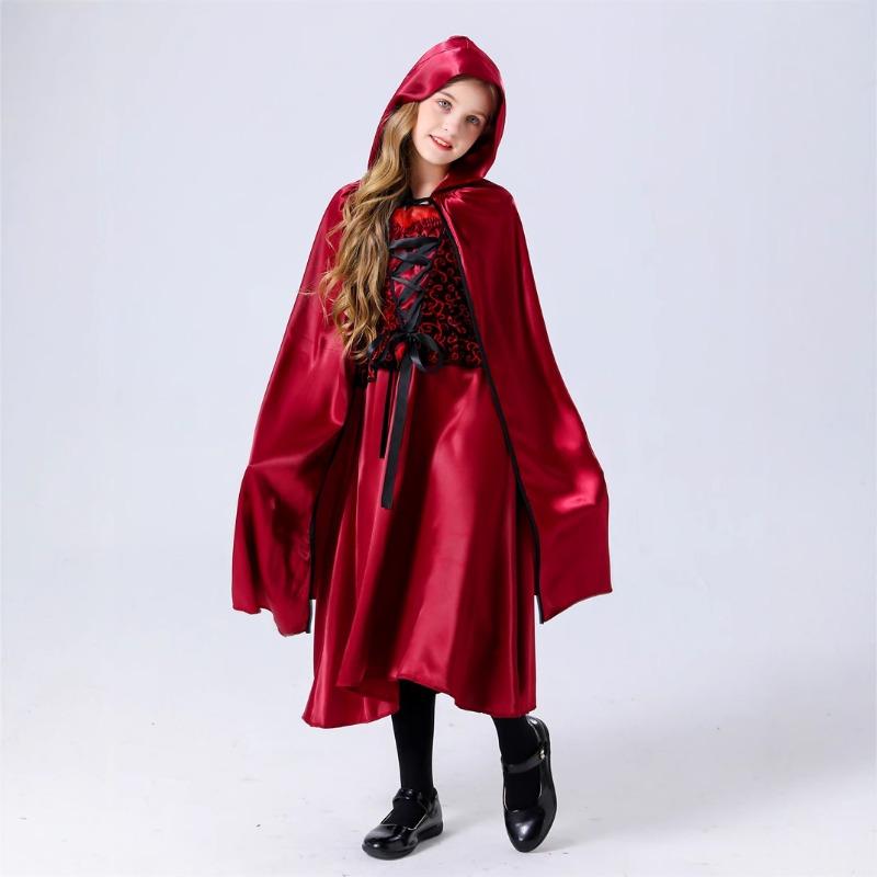 Halloween Little Red Riding Hood Princess Dress 61 Children's Cosplay Masquerade Show Out Costume Girl