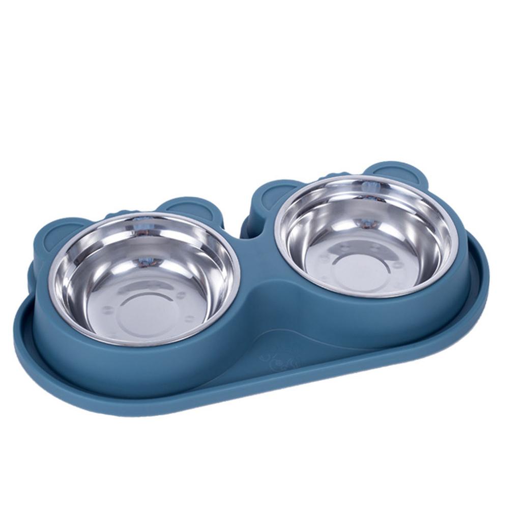 Pet Double Water Food Bowls Non Slip Stainless Steel Prevent Spill Double Dog Pet Feeding Station Fo