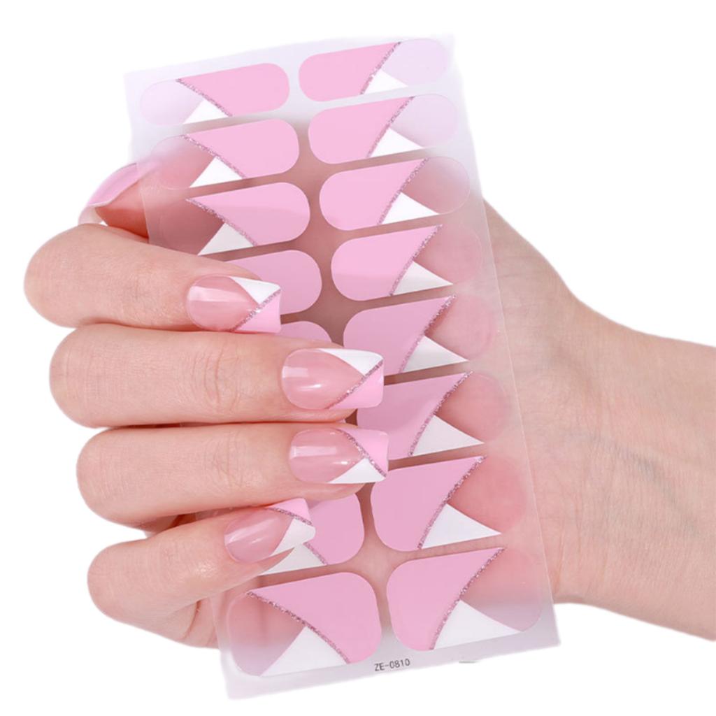French Tip Gels Nail Strips Glittering Gels Nail Sticker Lovely Nail Polish Strips Gels Nail Wrap Nail Art Sticker