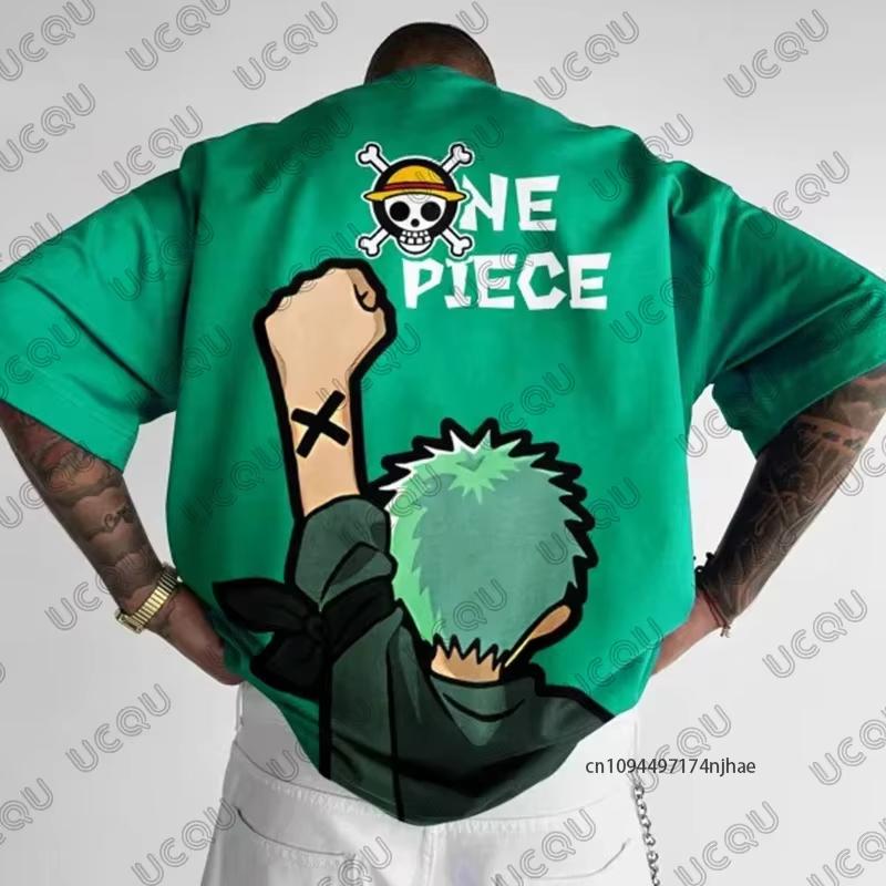 One Piece Луффи Зоро Аниме Графический Принт Мужская Хлопковая Футболка Летняя С Коротким Рукавом Футболки Одежда Повседневные Свободные Топы