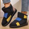 Fashion Patchwork Snow Boots for Women Concise Faux Suede Round Toe Snow Boots Woman Winter Non Slip Plush Keep Warm Booties Female