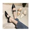 Belt Buckle Half Slippers for Women To Wear Externally 2024 Summer New Korean Style Pointed Thick Heel Wrapped Slippers for Women