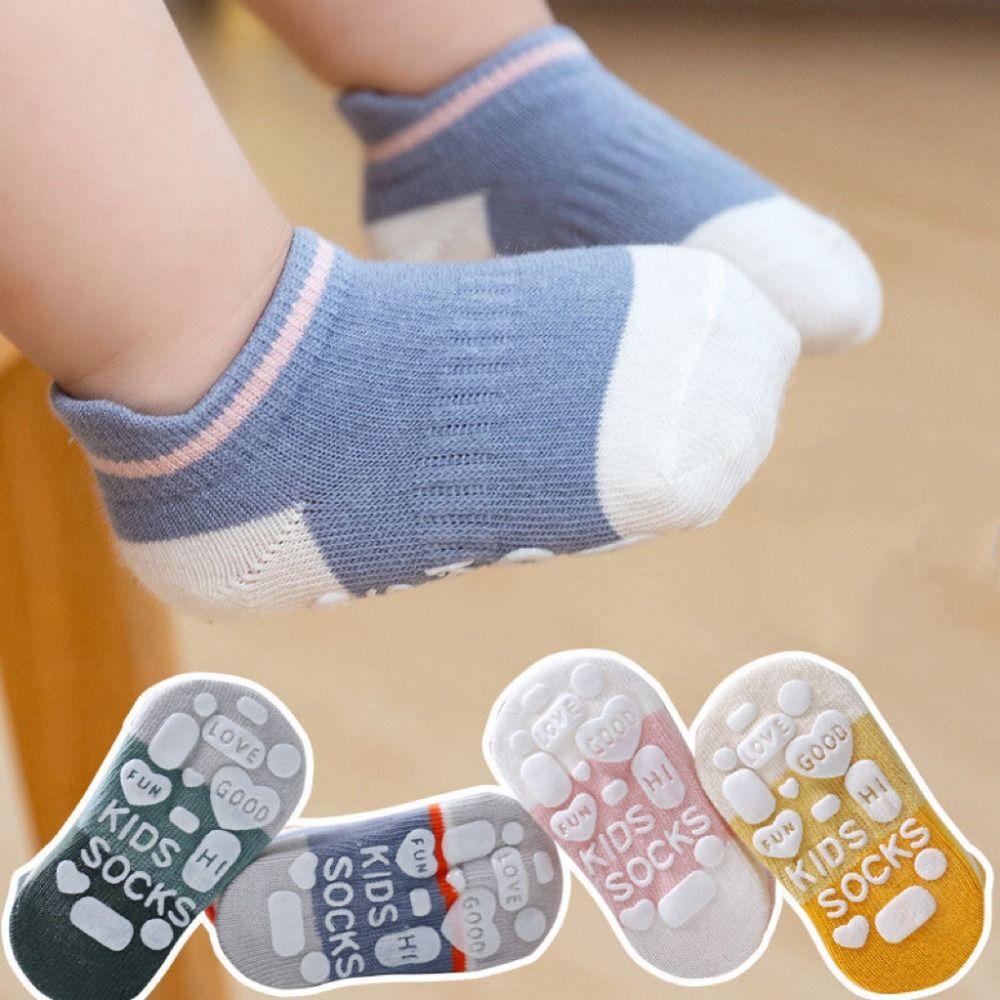 5Pairs Cotton Kids Ankle Sock Letter Toddle Walking Socks Creative Baby Floor Socks  Daily