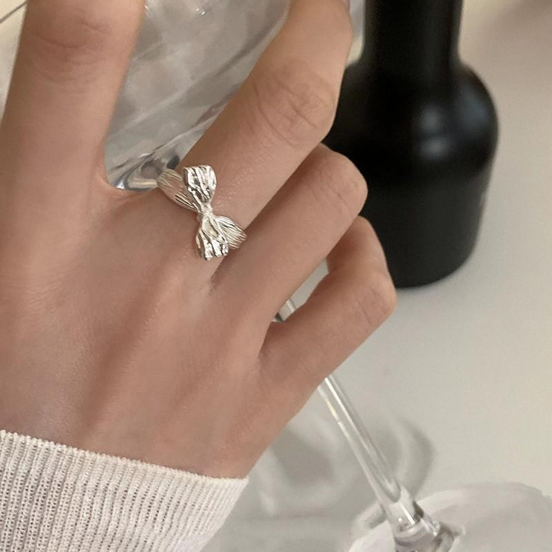 Korean Version Plain Ring Irregular 925 Sterling Silver Versatile Ring Women's Niche Ins Style Design Non-fading Combination Ring