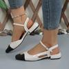 2024 Модная женская обувь с круглым носком, женская официальная обувь, толстый каблук, средний каблук, квадратный носок, свадебные босоножки для вечеринки, повседневная обувь