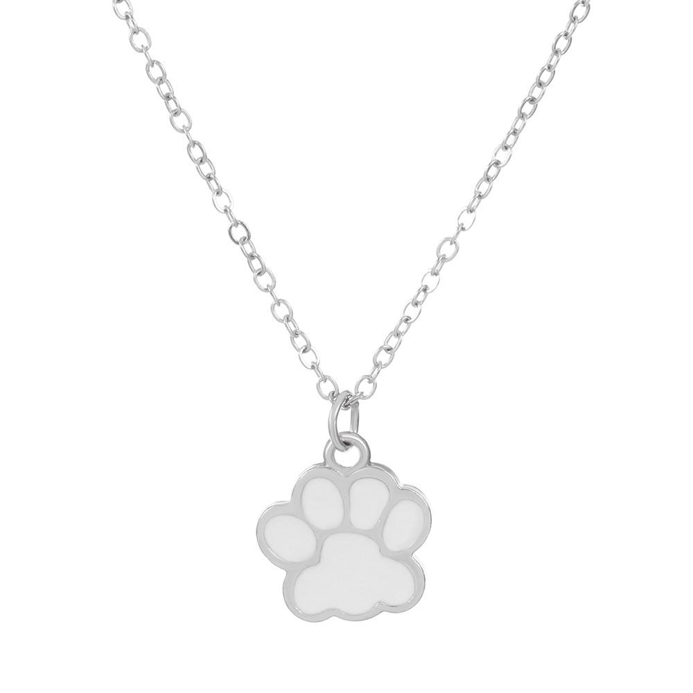 Ins Niche Design Cute Sweetheart Cat Claw Necklace Collarbone Chain Internet Celebrity Drip Oil Alloy Animal Footprint Pendant