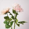 Pink Color Artificial Dahlia Flowers Green Leaves Latex Flowers  Hotel Wedding Decoration