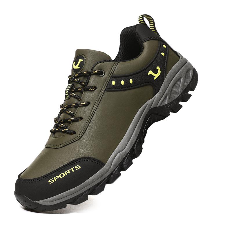 Роскошные кожаные кроссовки, мужская спортивная обувь, уличные кроссовки с толстой подошвой, на шнуровке, повседневные кроссовки, нескользящие, для ходьбы, походов, для мужчин
