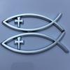 Religious Cross Car Window Stickers Waterproof Jesus Fish Badge Christian Ichthys Fish Sticker for Laptops Refrigerators