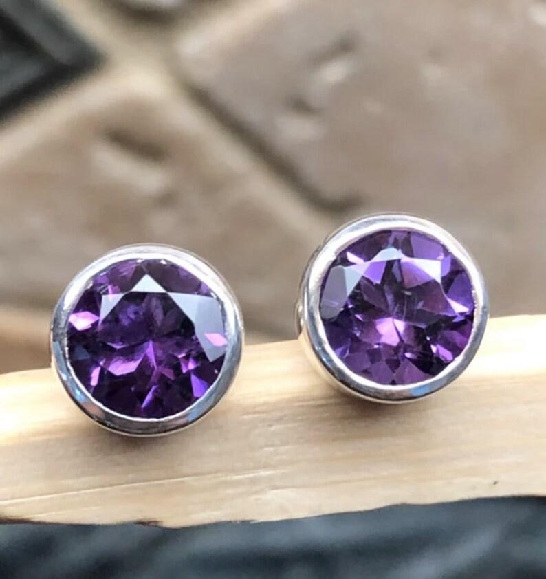 Аметистовый стержень, стерлинговое серебро 925 пробы, маленький гвоздик, крошечный подарок гвоздика для нее, подарок маме, ювелирные изделия ручной работы, круглый стержень, серебряные украшения