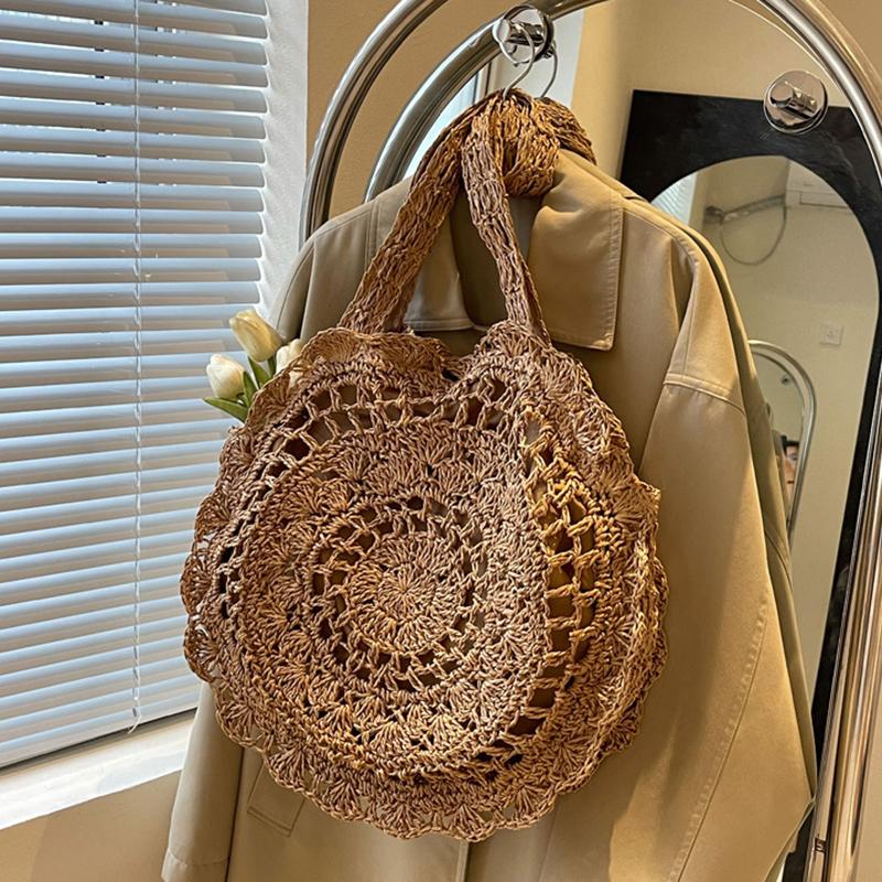 Летняя модная женская сумка на плечо большой емкости для пляжного отдыха из соломы