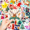 50 шт. наклеек «Счастливого Рождества и с Новым годом», Неповторяющиеся мультяшные милые персонажи и животные Рождественские декоративные