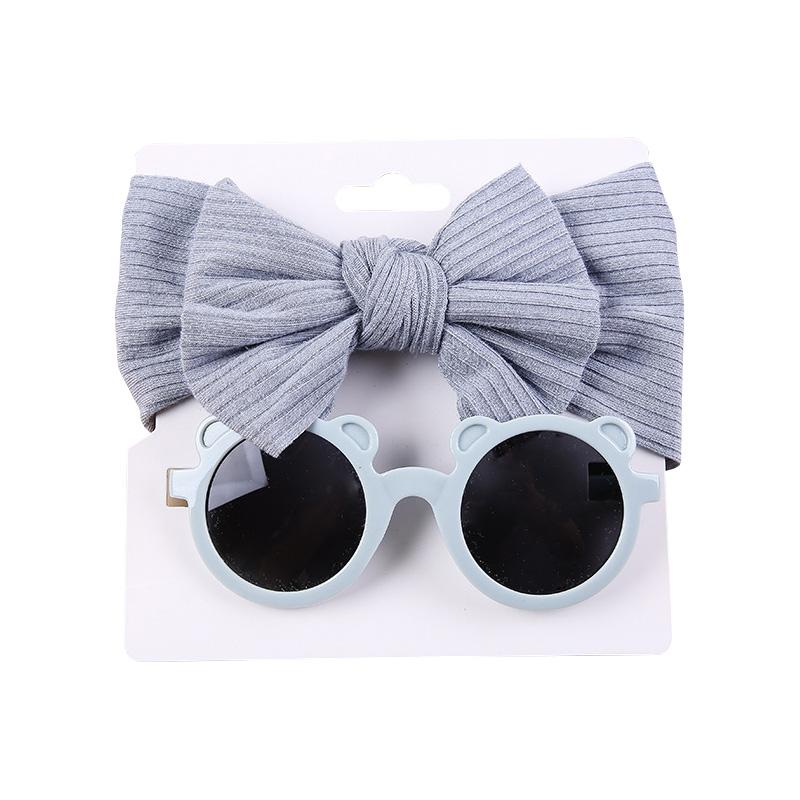 Baby Hair Accessories Summer Infant Headband Sunglasses Sun Protection Beach Kids Sun Glasses Head Band Set 2Pcs/Pack