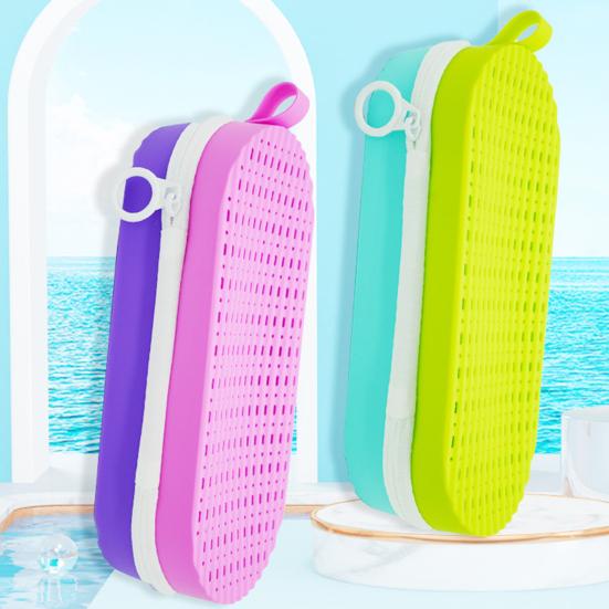 Силиконовый чехол для очков для плавания со сливным отверстием, легкая противоударная защитная коробка для очков для плавания