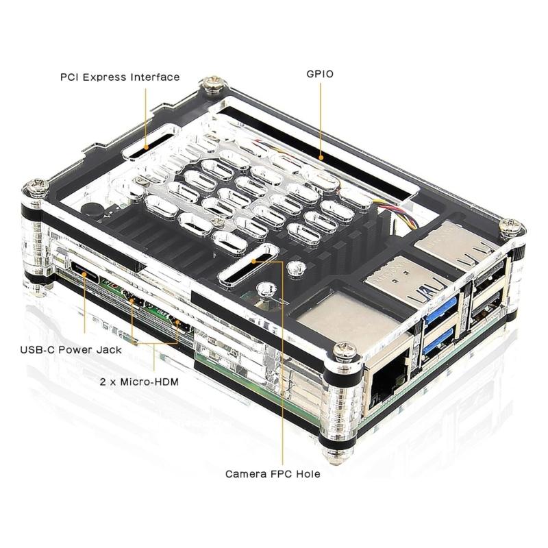 Защитный корпус с активным охлаждающим вентилятором для RPI 5 Cover Box Easy Access