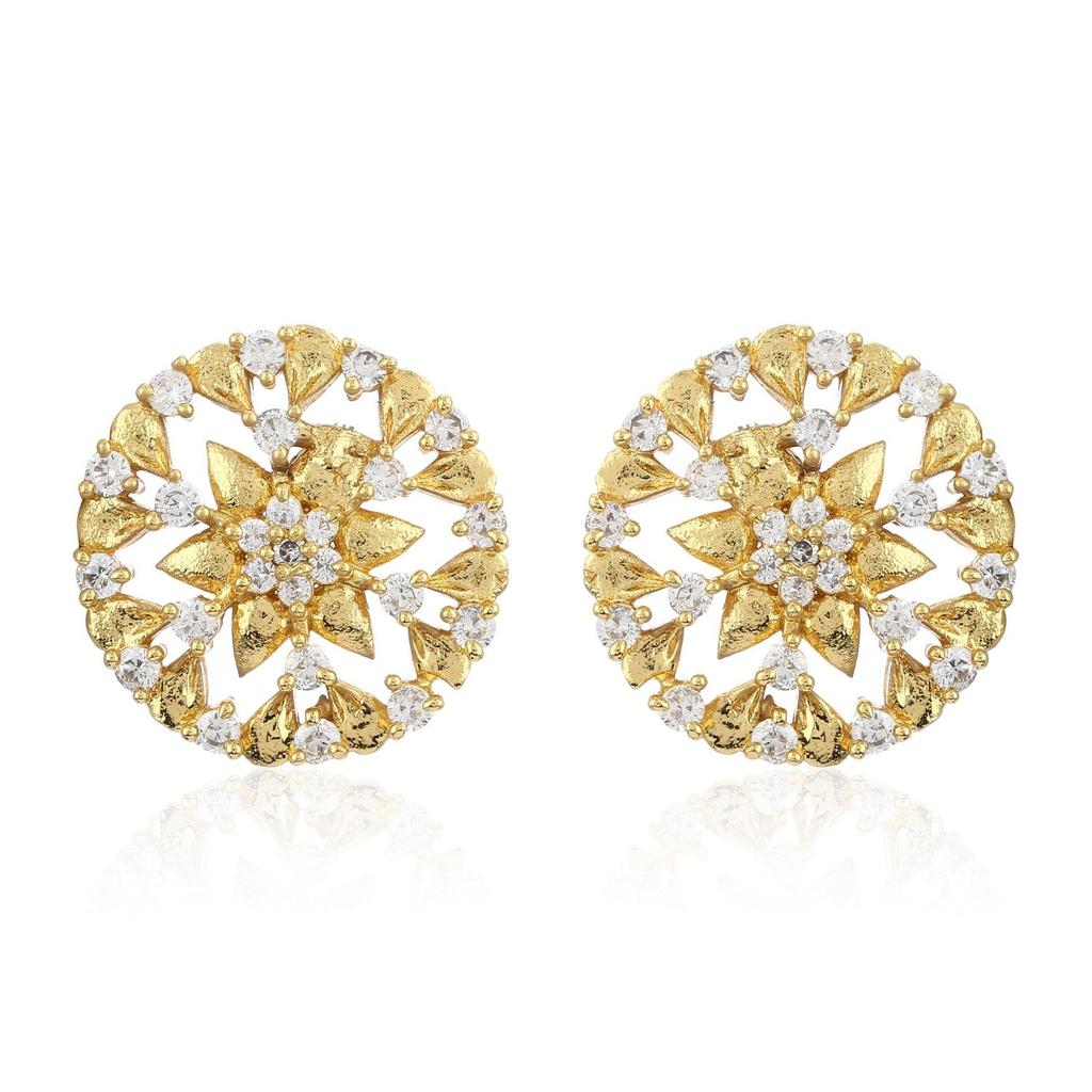 Серьги-пусеты круглой формы с AD Stone