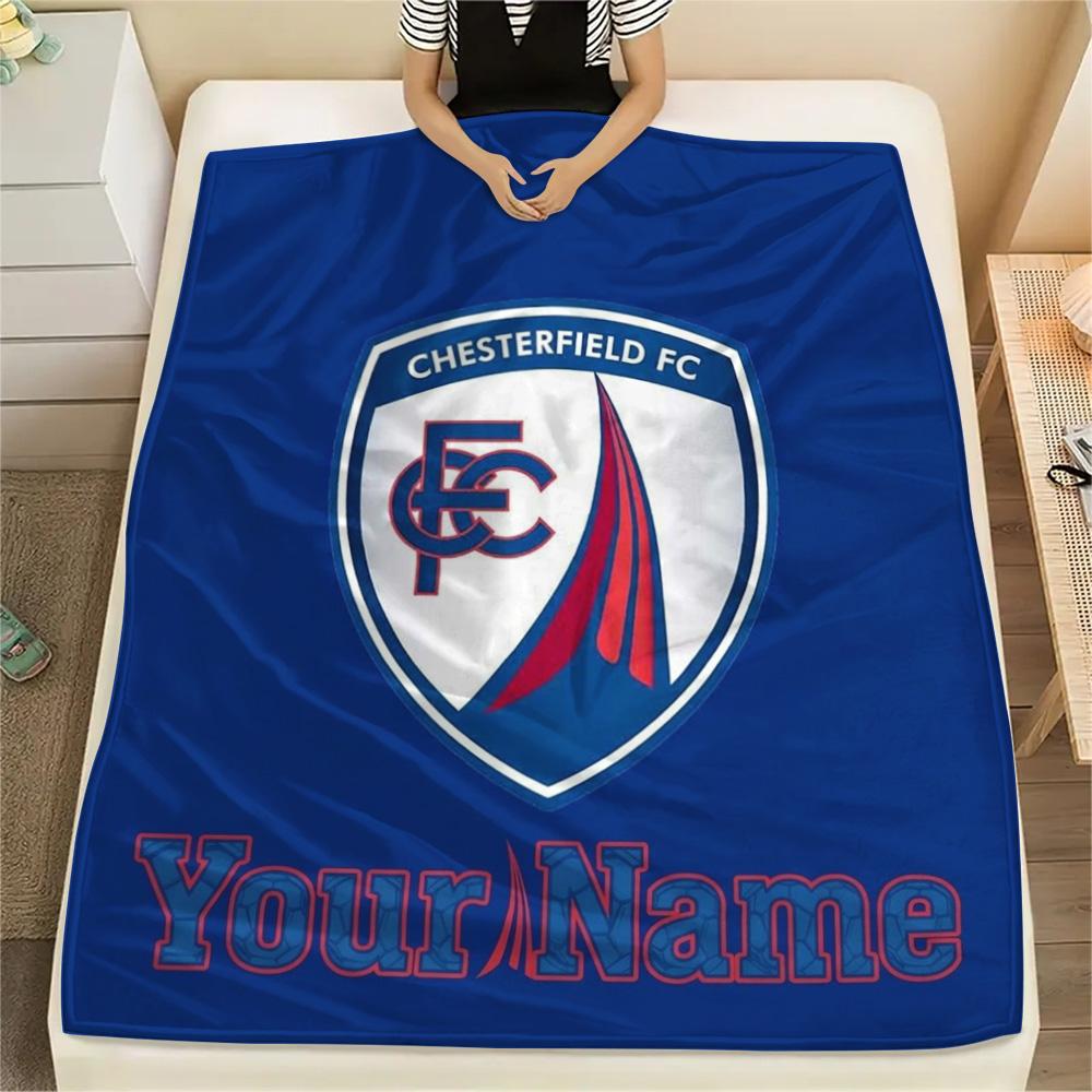 1PC Chesterfield Fc Crest Custom Name Patterned Flannel Blanket Suitable For All Seasons For Home Decor Warmth And Comfort Gifts Holiday Present