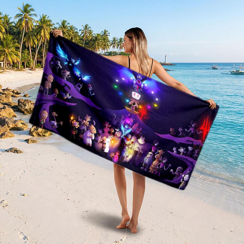 Large Beach TowelUndertale Soft Absorbent Towel Beach Bath Home Use
