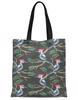 S4Sassy Grey Pecan Leaves & Woodpecker Bird Print Canvas Shopping Tote Bag Carrying Handbag Casual Shoulder Bag 16x12