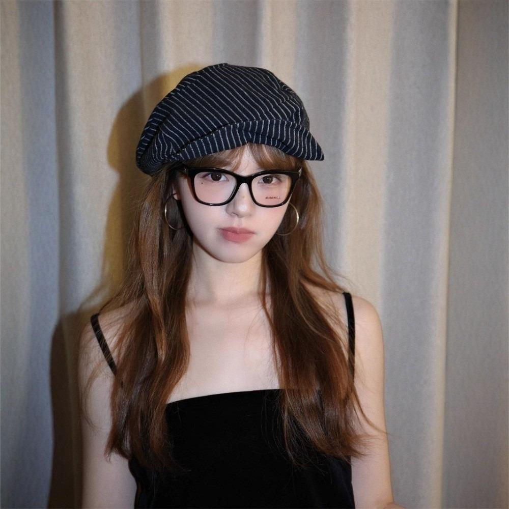 New Breathable Striped Berets Short Brim Adjustable Octagonal Hat Newsboy Cap Japanese Style