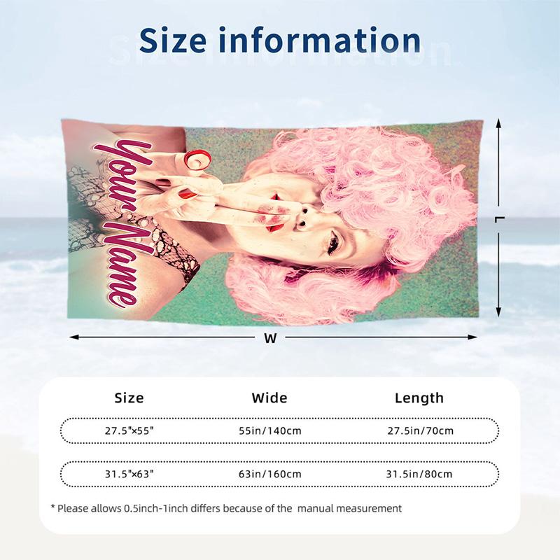Beach Towel Custom Name Text, Quick Dry Large Towel For Beach HomeP!nk singer