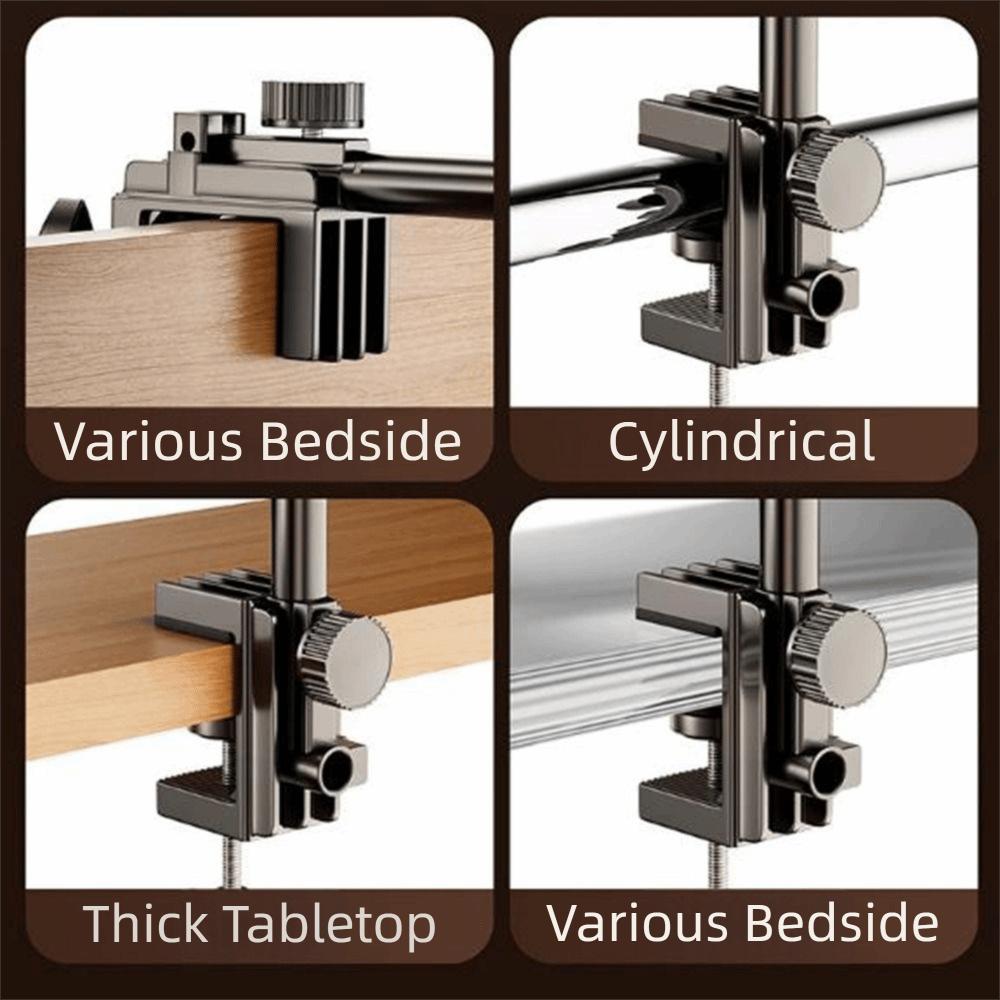 Carbon Steel Phone Tablet Holder 360° Rotating Mobile Tablet Mounting Stand Pad Tablet Bracket Bed