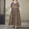 2025 Summer Plus Size Dress Basic Women Casual Loose Long Vintage Oversized Printing New Dress