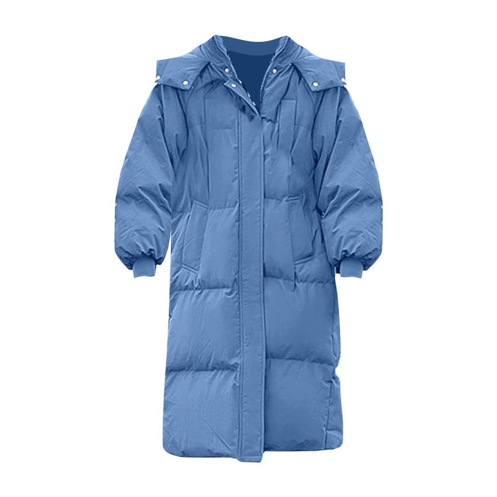 Women's Solid Color Thick Loose Long Over The Knee Padded Coat Bread Coat