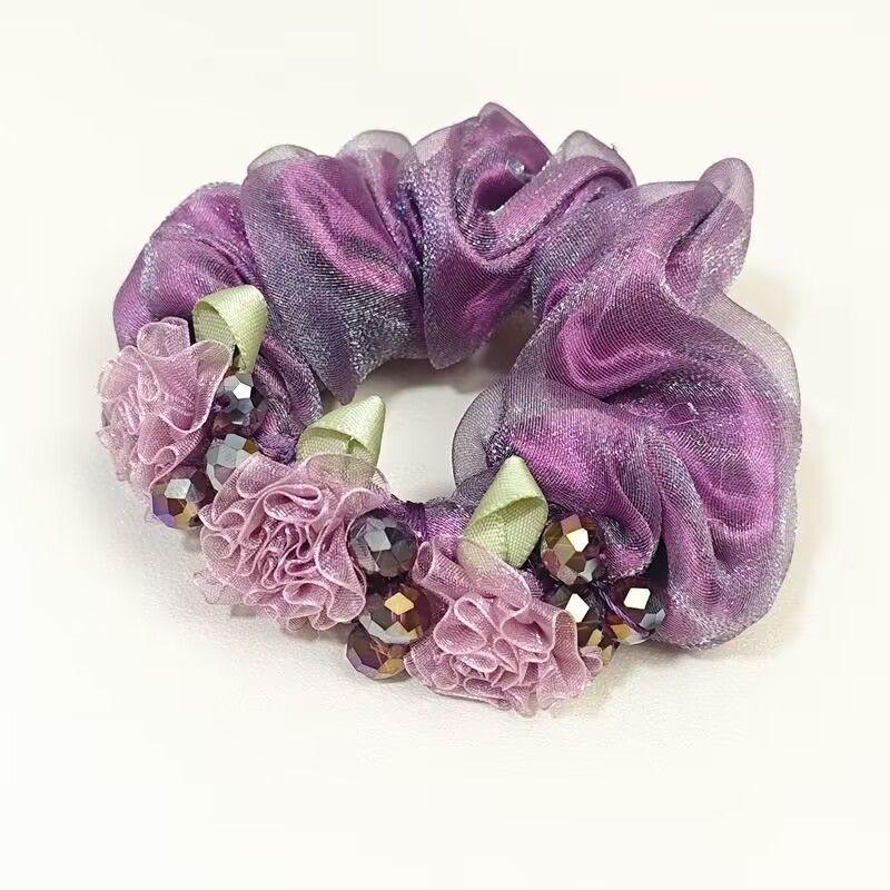 Элегантная сетчатая резинка для волос со сверкающими стразами, высококлассный роскошный аксессуар для волос для женщин, стиль 2025