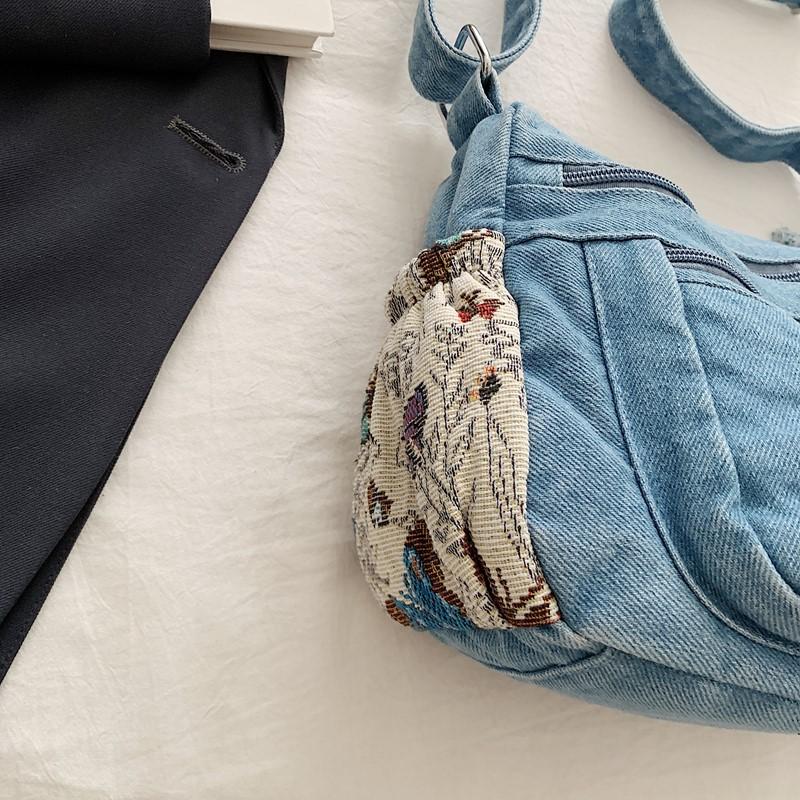 Джинсовая сумка Многосекционная сумка через плечо Женская сумка на плечо
