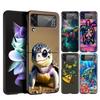 Милая Маленькая Черепашка Жесткий ПК Чехол для Телефона Для Samsung Galaxy Z Flip 5 4 3 Черный Чехол Для Galaxy Z Flip 6 Складные Ударопрочные Чехлы