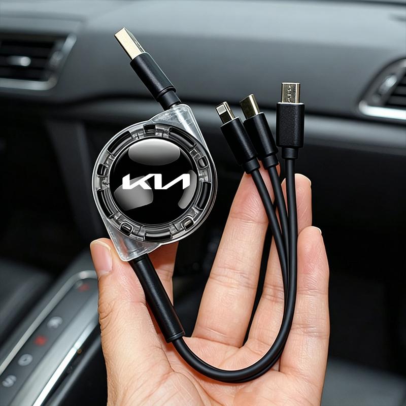 AANJ1 Car Mobile Phone Charging Cable 3-in-1 interface Charger For KIA K3 Sportage Carnival K5 Seltos Pegas KX1 EV5 Sonet EV6 K4 EV3