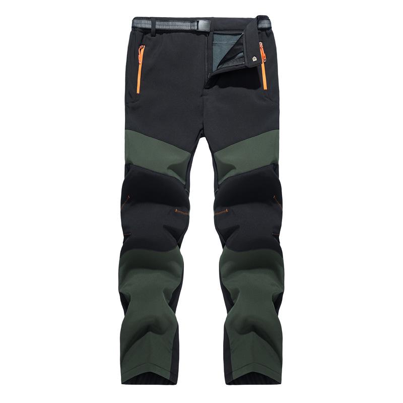 Men's Thickened Ski Pants: Fleece-Lined, Windproof, Water-Repellent, Plus Sizes for Autumn/Winter Mountaineering