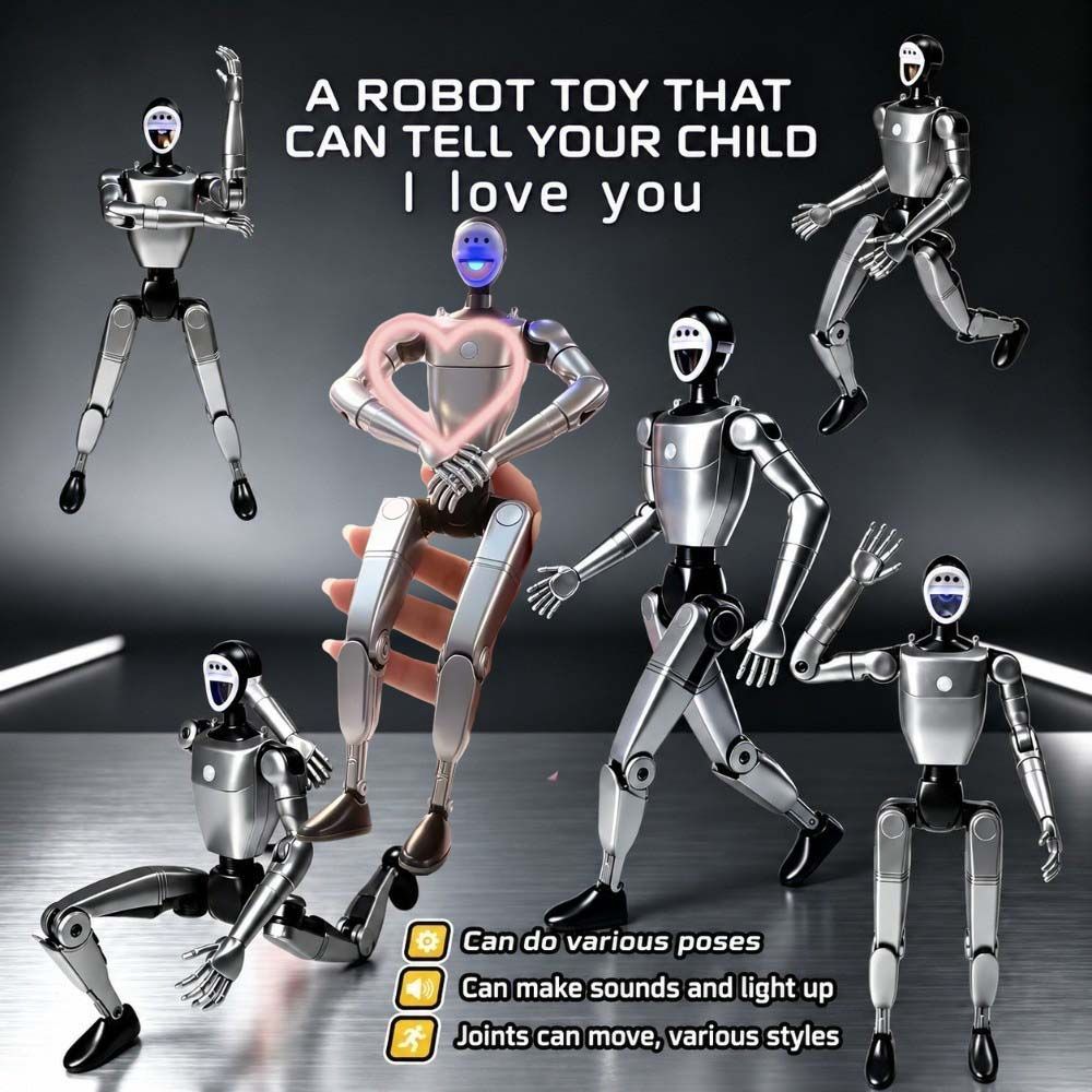 Funny Sound Light Articulated Robot Figure Durable Movable Joint Desktop Ornament  for Boys