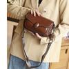 Small Square Bag Genuine Leather Crossbody Bag for Women's 2024 New Wide Shoulder Strap Genuine Leather Commuting Shoulder Bag