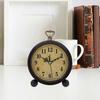 Retro Table Clock Quartz Movement Easy-to-Read Battery Operated Silent Metal Alarm Clock Desk