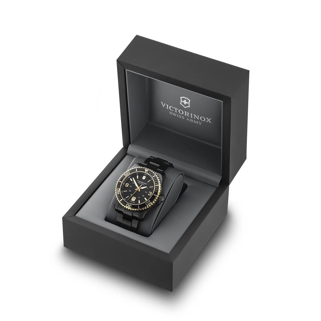 VICTORINOX MAVERICK Black Edition Black PVD Stainless Steel Case Black Black PVD Stainless Steel Officially Imported Men's Watch, (316L), Dial,