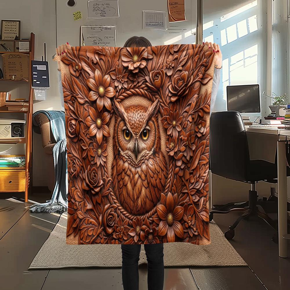 1Pc owl Print Flannel Blanket, High quality Comfortable for All Seasons, Home Decor, Warmth and Comfort, Perfect for Christmas Gifts W65