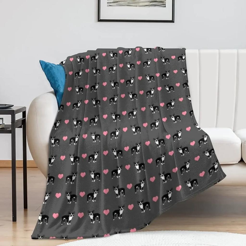 Boston Terrier Blanket Soft Cozy Boston Terrier Cute Puppy Dog Throw Blanket for Kids Girls Women Adults Boston Dog Lover Gifts