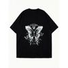 Oversized T Shirt Black Butterfly Print With PACTAGON PARK Text Casual Streetwear Fashion Women Summer Top