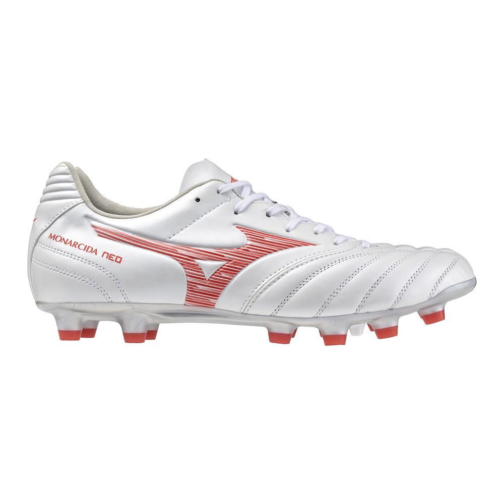 Mizuno Футбольные бутсы Monarcida NEO 3 WIDE PRO, клубный белый x 3E, футбол, широкие, легкие, красные, 24.0 см,