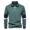Мужские толстовки с воротником-стойкой и застежкой-молнией на четверть метра, повседневный пуловер в стиле пэчворк, толстовка из смеси хлопка для мужчин