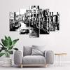 Five Piece Picture Canvas Print Venice Italy Black & White