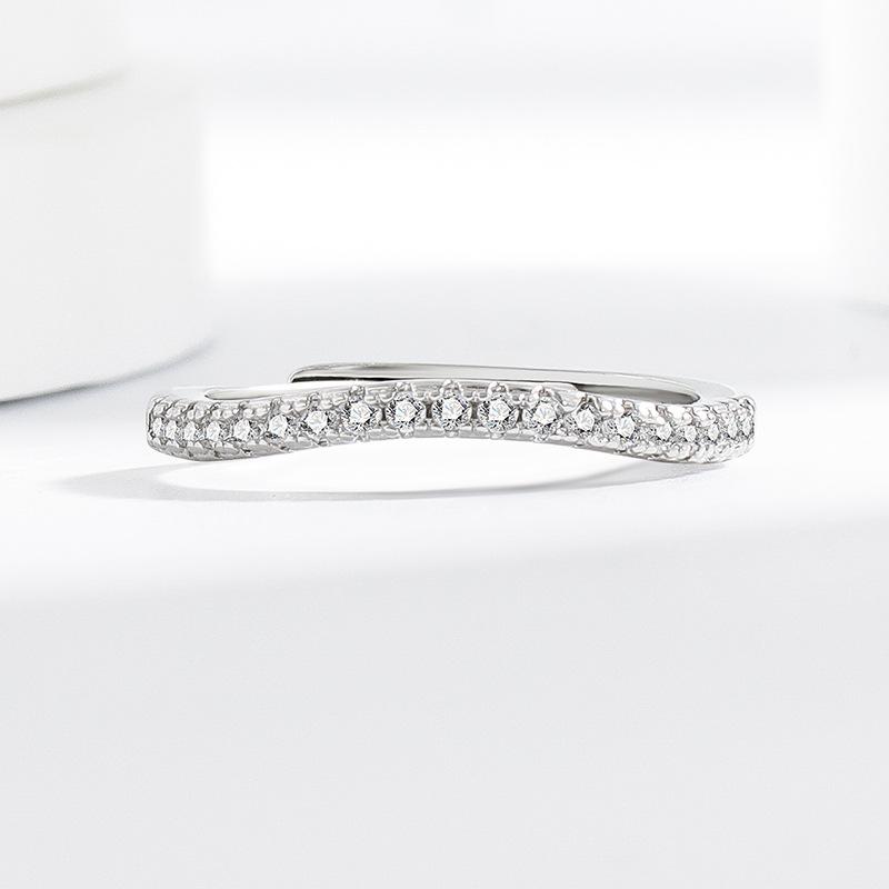 925 Sterling Silver Fashion Light Luxury Zircon Ring Versatile Couple Ring Wedding Birthday Party Engagement Gift